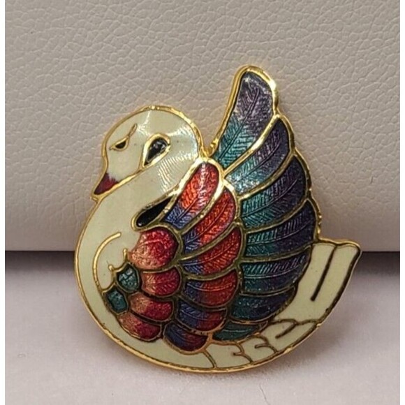 Unbranded Jewelry - Art Nouveau Swan Lapel Pin Cloisonne Brooch